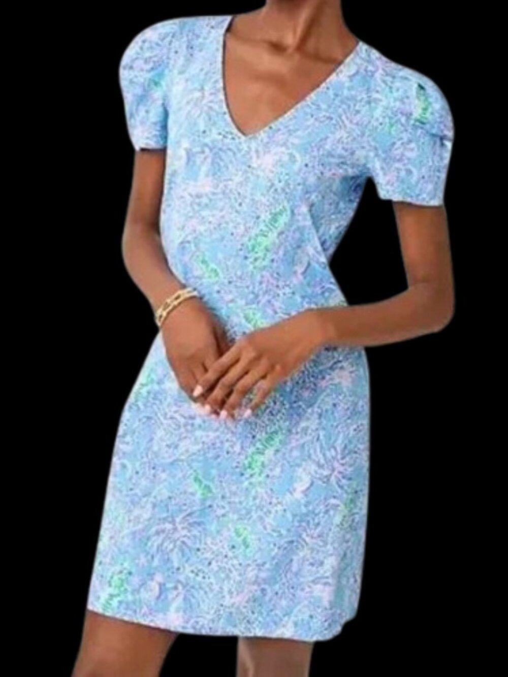 Lilly Pulitzer Women's Aleece T-Shirt Dress Blue Peri The Turtle Package